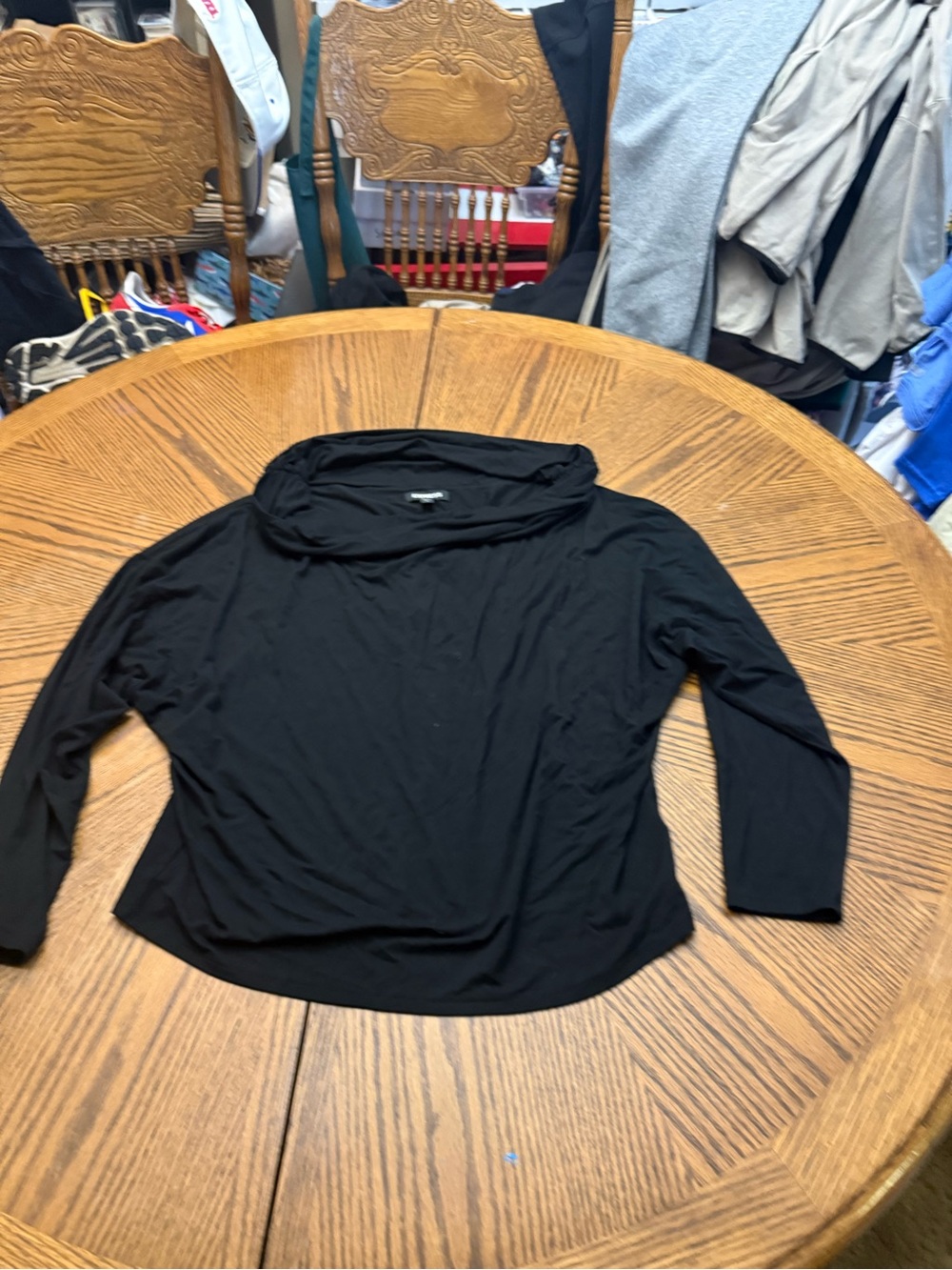 Express Black Long-Sleeve Cowl Neck Top